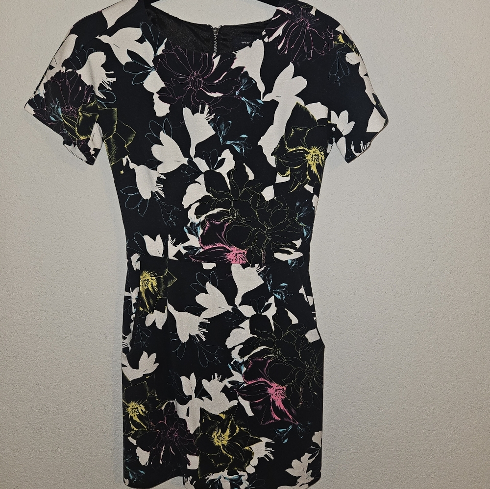 Short Floral Satin Dress Size 4